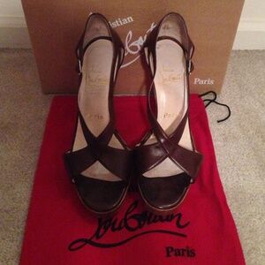 Christian Louboutin Brown Sandals with Cross-Strap Design
